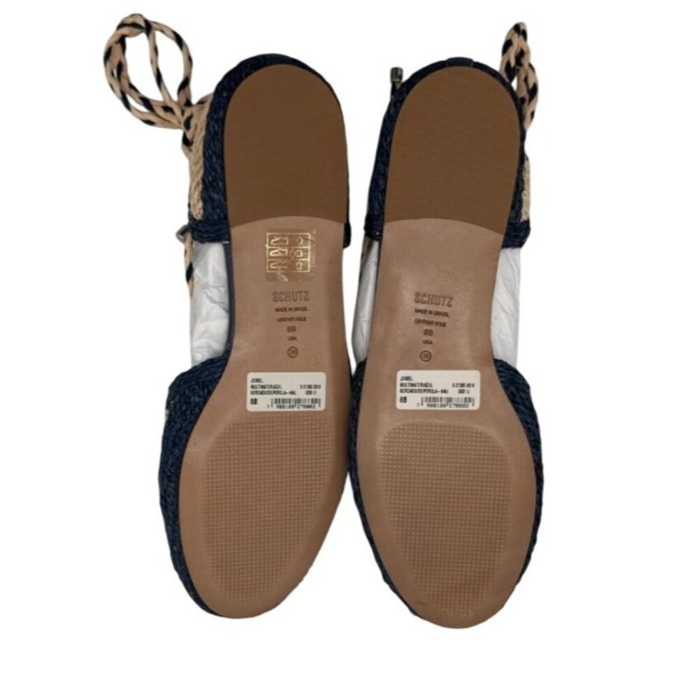 Schutz Jessel Flat Espadrille Sandals in Perla Nautico Blue NIB – Size 8 - Picture 6 of 10